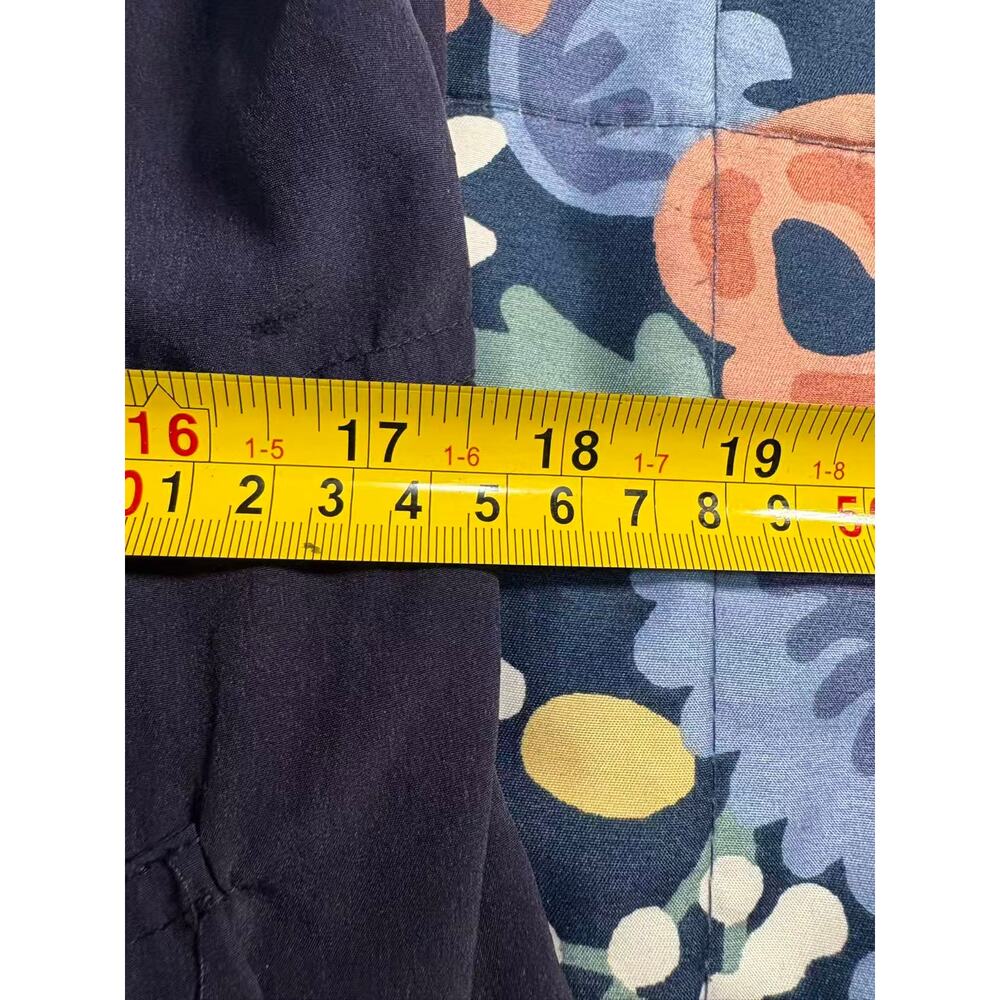 Navy Blue Ruffle Neck Bubble Hem Trench Coat Dress Jacket M - Picture 8 of 11